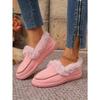 Women's Plus Size Furry Cuff Flat Cotton Shoes Autumn Winter Fleece Lined Warm Slip on Shoes