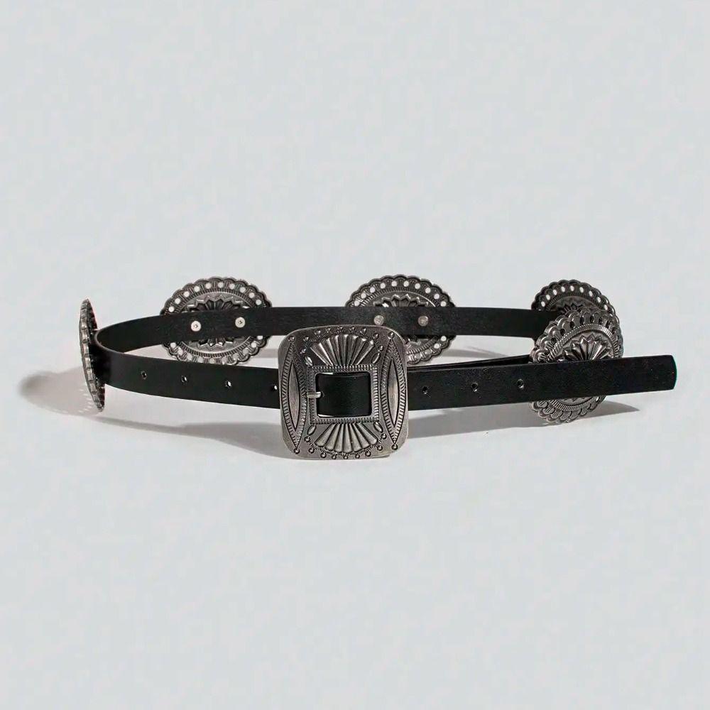 Western Style Cowboy Metal Carved Belts Wide Ethnic Style Waistband  Dress Decoration