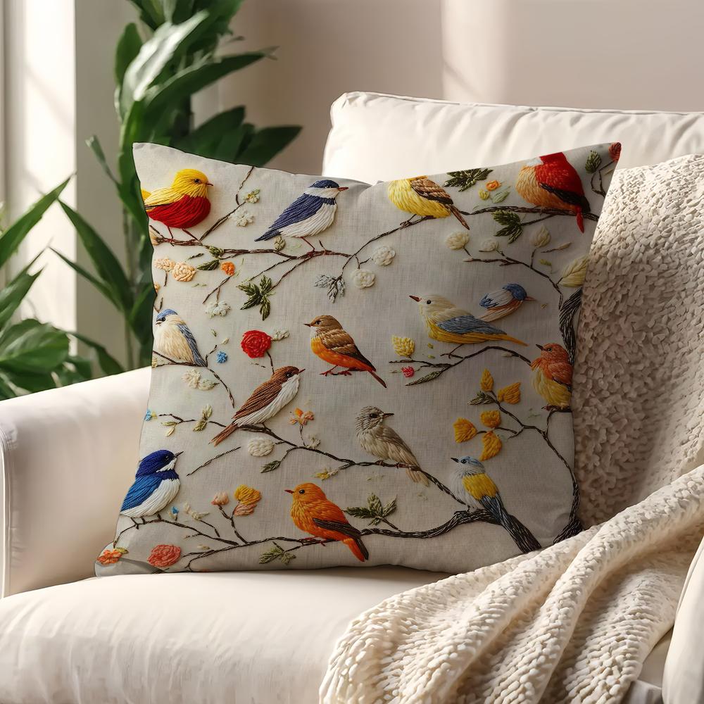 BirdPatterned Colorful and Delicate cushion cover For Pillow Printing Sofa Decoration Home Car Room Office Nordic Simplicity