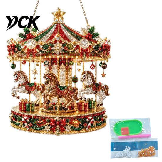 Christmas Window Decorations Faux Diamond Art Ornament, DIY Santa Claus Sun Catcher Kit, Rhinestone Acrylic Hanging Ornaments Xmas Wreath Ornament