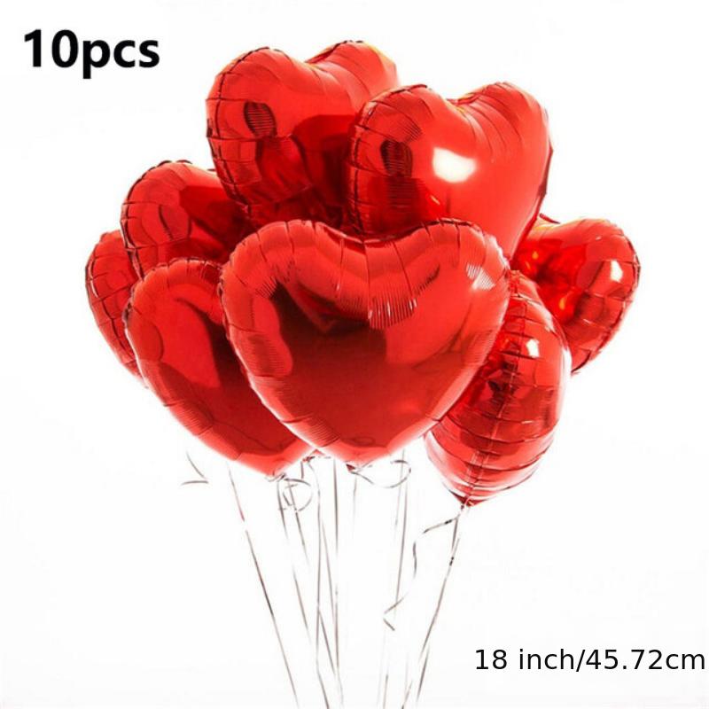 

10 шт. 18-дюймовых красных алюминиевых воздушных шаров в форме сердца для подарка на Пасху и Ид аль-Адха - 45 см воздушный шар в форме сердца 10pcs красный