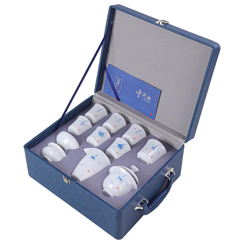 Changqi Hand-Painted Ceramic Gongfu Tea Set with San Cai Gaiwan