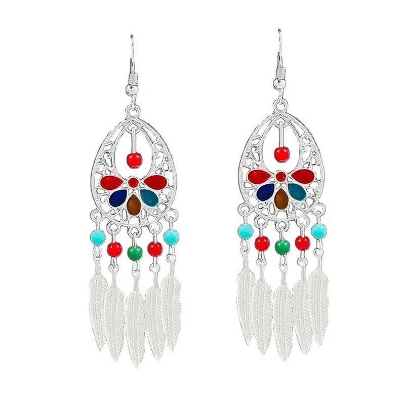 Ethnic Bohemian Long Tassel Earrings Vintage Beach Vacation Jewelry Retro Drop Dangle Ear Accessories For Women
