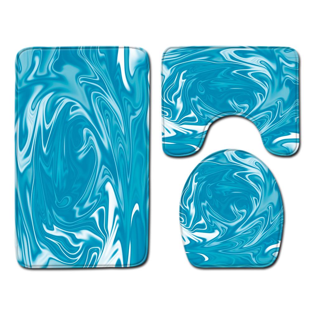 Marmorstrukturierte Toilette Dreiteilige Bodenmatte Fußmatte Badezimmerteppich