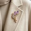 Metal Brooch Pin Ear of Wheat with Rhinestone, Faux Purple Crystal Suit Lapel Pin, Dainty Jewelry for Coats Sweaters Scarves Decorative
