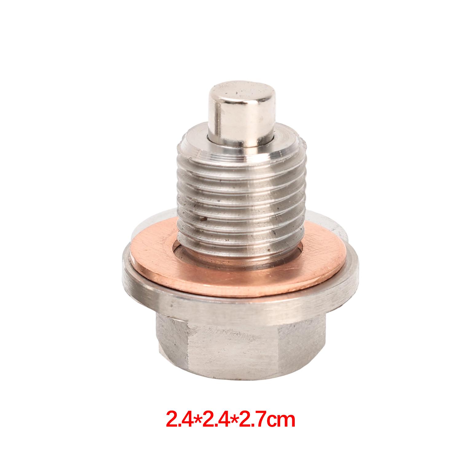 M12x1.25 Stainless Steel Bolt Magnet Oil Drain Plugs Heavy Duty Oil Plugs with Pads Auto Accessories 1-2 Sets for Automobile 1 Set
