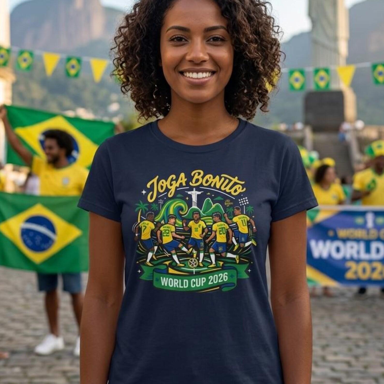 Joga Bonito Brazil World Cup 2026 T-Shirt | Vinicius Jr, Neymar Soccer Fan Tee 2XL