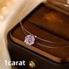 925 Silver Light Luxury Pink Flower Zircon Necklace Birthday Anniversary Engagement Party Gift