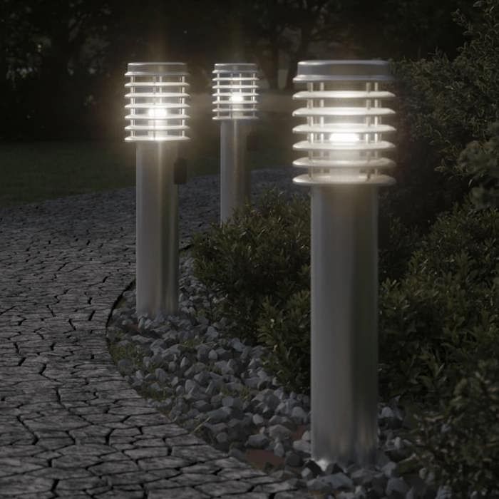 VidaXL Lampadaire d'extérieur et sortie argenté 60 cm acier inoxydable, éclairage au sol d'extérieur, éclairage au sol de 4006373