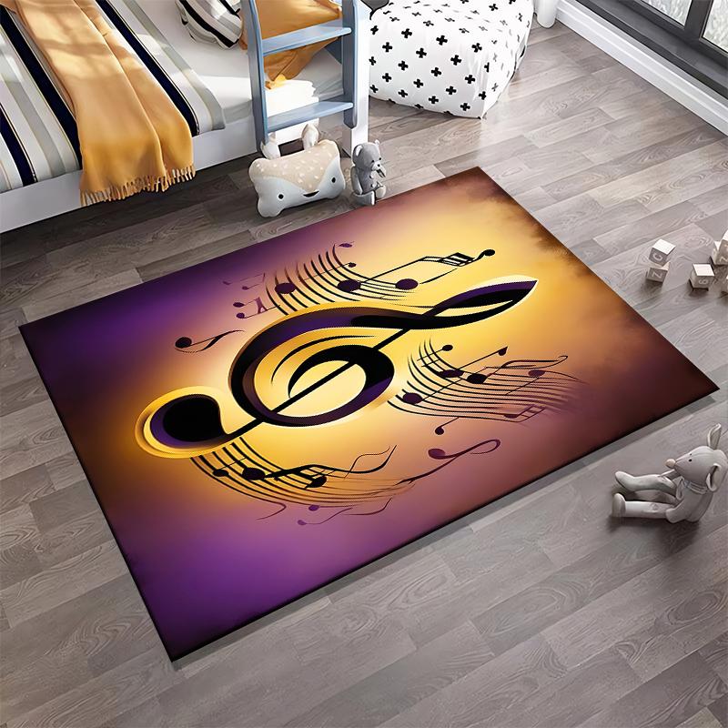 Music-Themed Carpet with Treble Clef Design and Vibrant Colors Suitable for use as an anti-slip for living room bedroom sofas