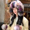 Real Fox Fur Ear Protection Hat Cute Hairball Cold Cycling Hat Warm and Fleece Knitted Wool Hat Basin Hat