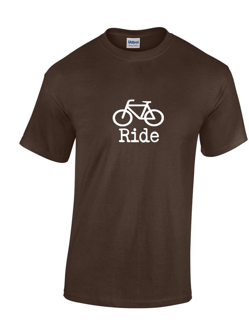 

Ride T-Shirt Bicycle Symbol Chocolate Brown White Funny Hangover Tee Shirt S-3XL L
