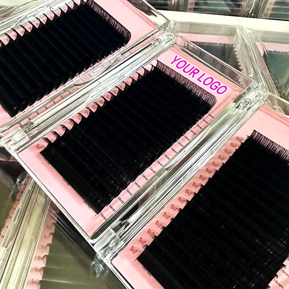 Private Label C D CC DD L M LC LD Matte Black Cashmere Lash Extensions Trays Individual Eyelash Extension Supplies