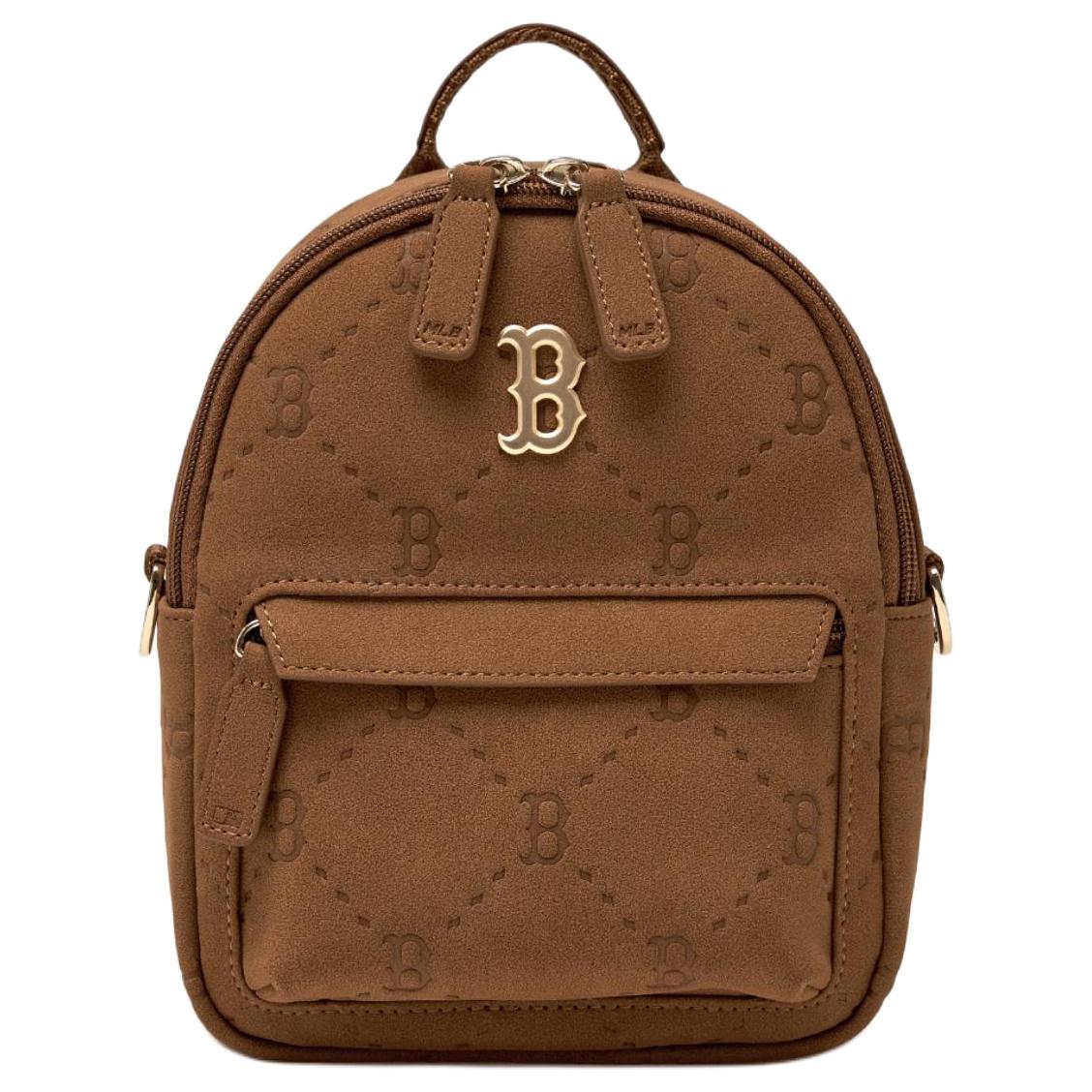 MLB Boston Red Sox 25FW Lightweight Trendy Fashion Faux Leather Backpack Unisex Backpack Brown 7ABKMD75N-43BRS Shopping Bag 18970₽