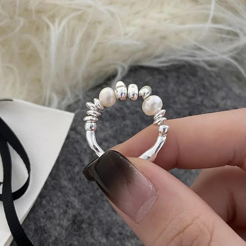 Schattige Minimalistische Imitatie Parel Ringenset voor Vrouwen Koreaanse Mode Onregelmatige Parel Vingerringen Nieuwe Trend Dames Sieraden Cadeaus