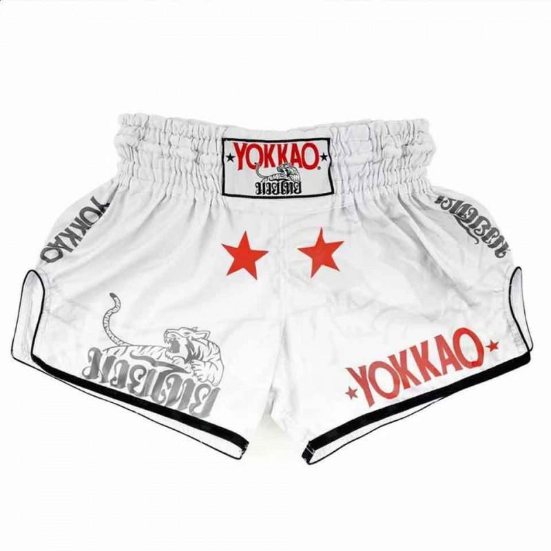 Pantalones Cortos Auténticos YOKKAO Muay Thai Hombres Mujeres Boxeo MMA Kickboxing Entrenamiento Lucha Unisex Deporte En Blanco