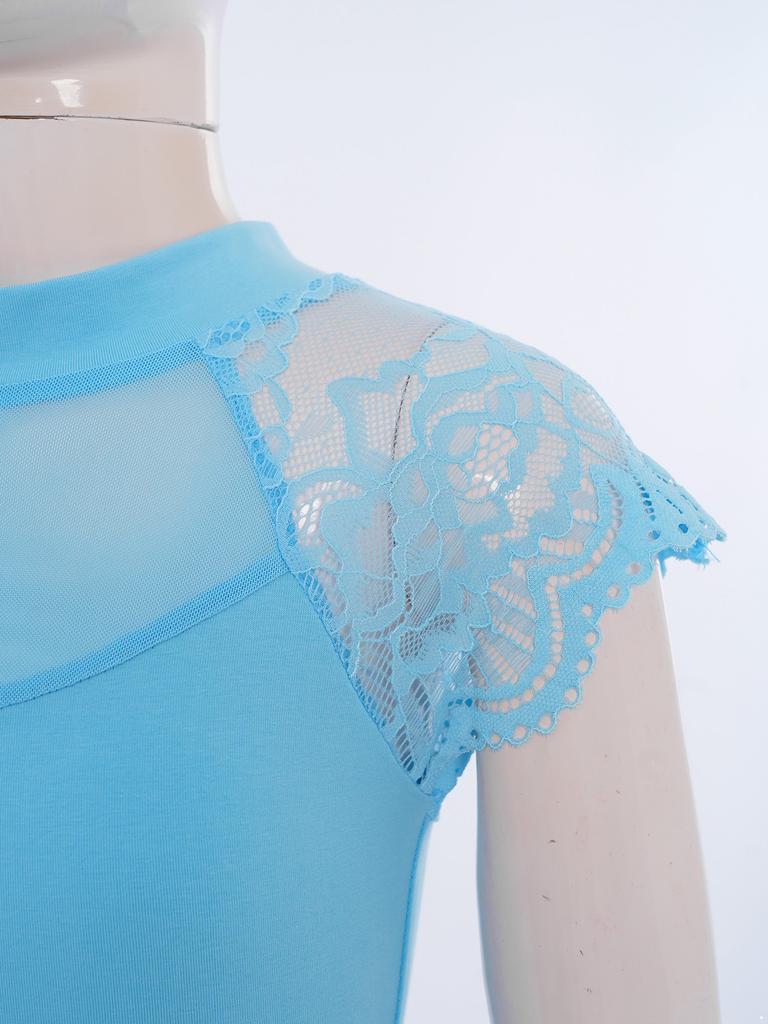 Jenter Ballett Draktdrakt Blonder Hetteermer Gjennomsiktig Mesh Utringning Bodysuit Danse Eksamensøvelseskostyme