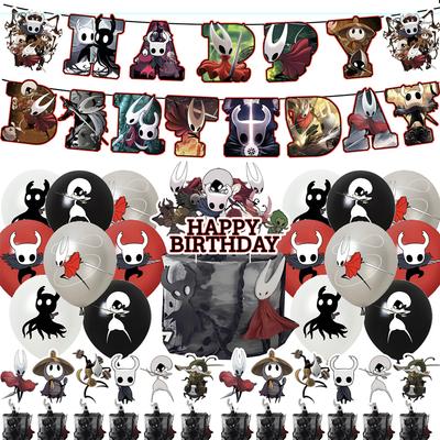 30Pcs Hollow Knight Party Balloons Includes Banner Cake Topper Balloon