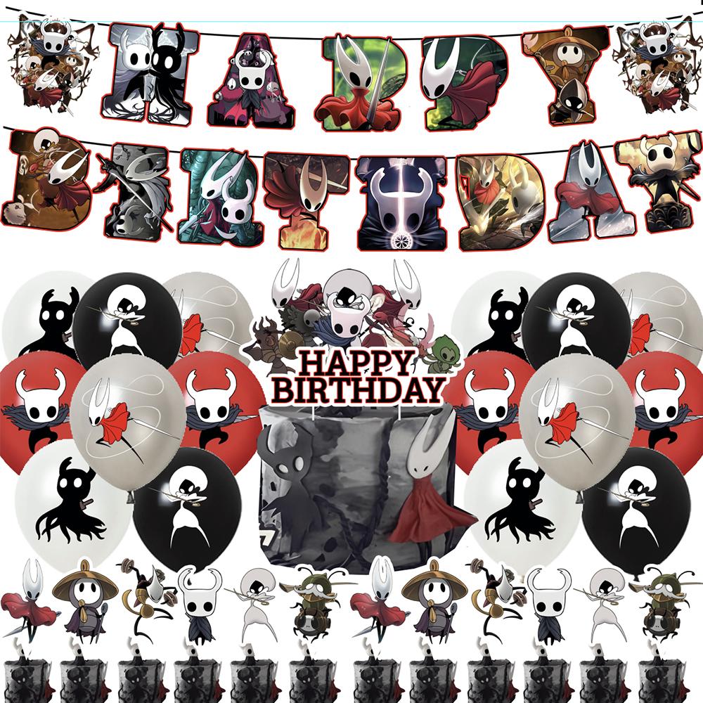 

30Pcs Hollow Knight Party Balloons Includes Banner Cake Topper Balloon