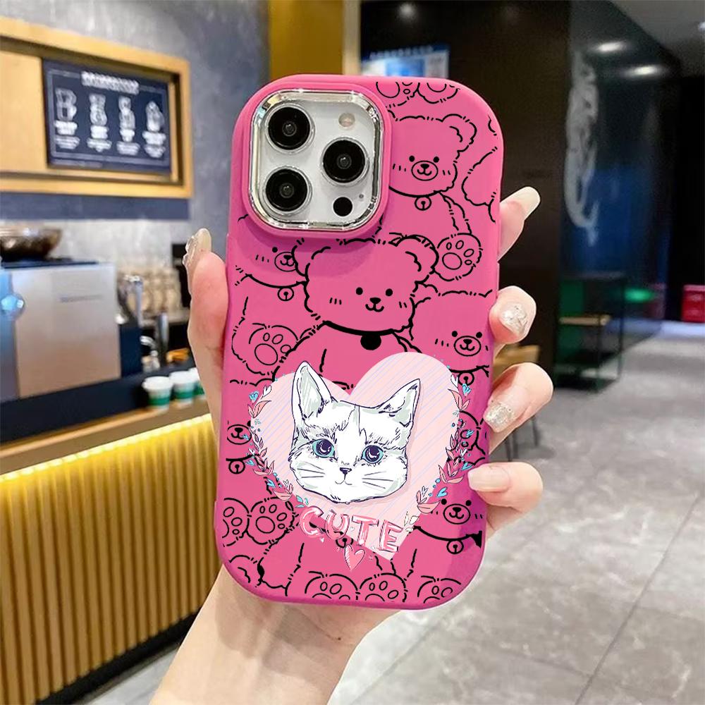Phone Case: 2D Flat Design Suitable for iPhone 18 17 16 15 14 13 Pro Protective Case, Couple Style, Cute Pet Girl Style, Christmas and Halloween Gift