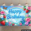 2D plane 1 piece of birthday background cloth with blue sky and white clouds made of polyester material.