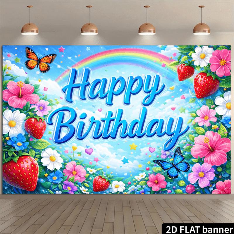 2D plane 1 piece of birthday background cloth with blue sky and white clouds made of polyester material.