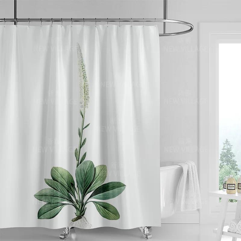 Minimalistický sprchový závěs s rostlinným motivem, moderní dekorace koupelny a toalety, soukromý závěs 180x180cm voděodolný sprchový závěs