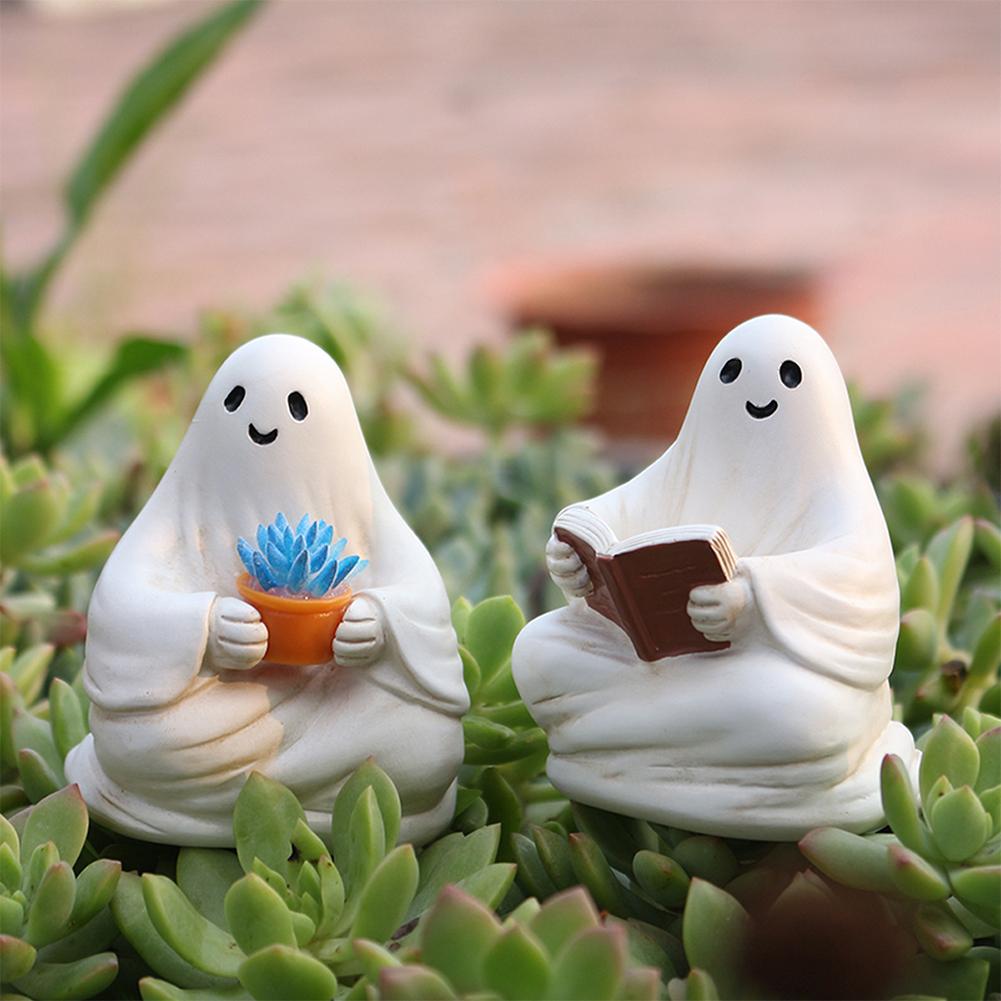1/2/3pcs Halloween Ghost Statue Set Halloween Decoration Garden Courtyard Landscape Decoration Resin Crafts Cute Ghost Figurine