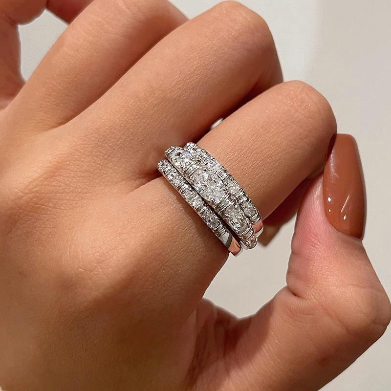 Classic Copper Alloy Zircon Ring Ladies Jewelry Wedding Promise Party Gift