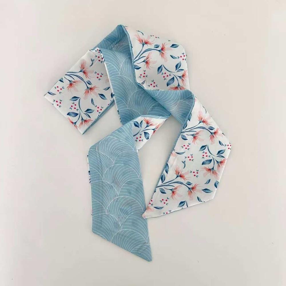 

Headband Small Silk Scarf Multi-use Hairband Spring Summer Skinny Silk Scarf Women Hair Accessory синий