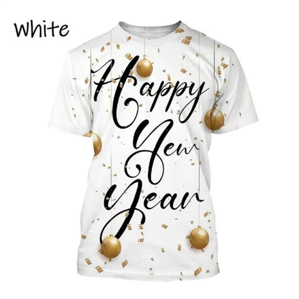Happy New Year! Hot Selling Men And Women 3D Printed T-Shirt Short Sleeve Fashion Casual Christmas Art T-Shirt Unisex Tops Tees