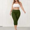 Women's Plus Size Casual Sports Yoga Leggings Elastic Waistband Capri Pants Stretchable Fitness Bottoms for Workout and Leisure