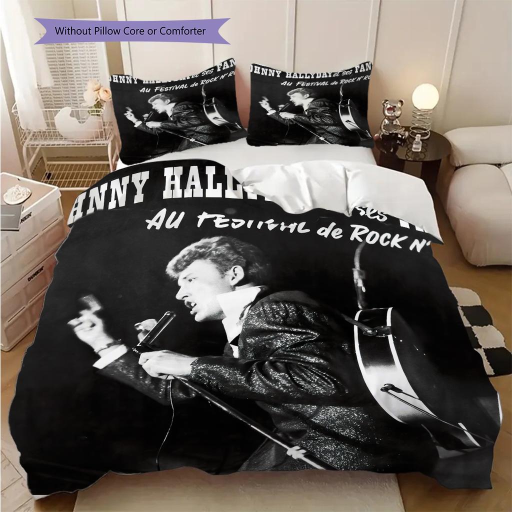 Johnny Hallyday Music Album bedding, duvet cover, pillowcase, home decoration, birthday gift (1 * duvet cover+2 * pillowcase, coreless)