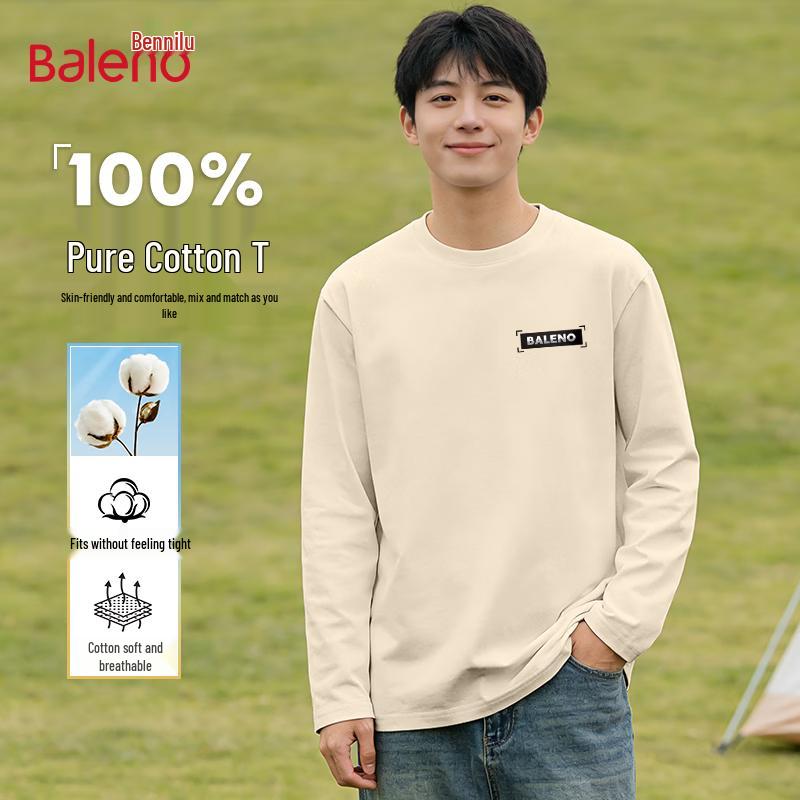 Baleno Men's Heavyweight Pure Cotton Long-Sleeve T-Shirt