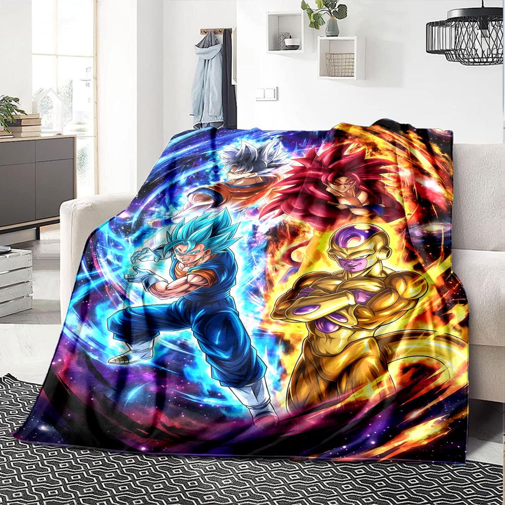 Son-Goku Print Flannel Blanket High Quality Warm Comfortable Cover for All Seasons Perfect for Gifts Home Decor