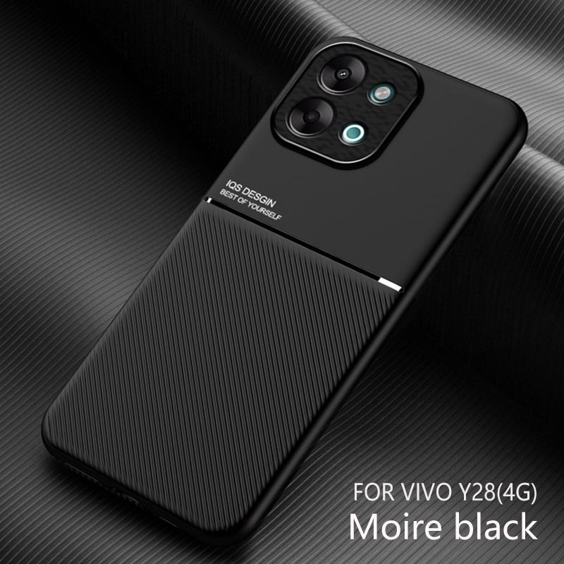 Pro Vivo Y28 Nárazuvzdorné pouzdro Magnetický držák do auta Kožené silikonové pouzdro Kryty na telefon pro Vivo Y28 Mobilní kufr pro Vivo Y28 4G
