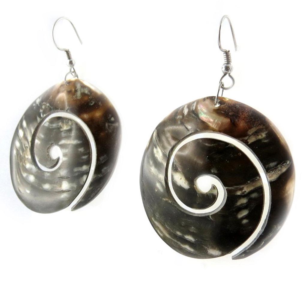 Les Trésors De Lily [E7236] - Designer 'Kilimanjaro' Mother-of-Pearl Earrings