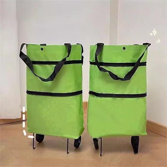 Foldable Shopping Bag with Wheels Large Capacity Waterproof Foldable Design Multipurpose Grocery Shopping Cart
