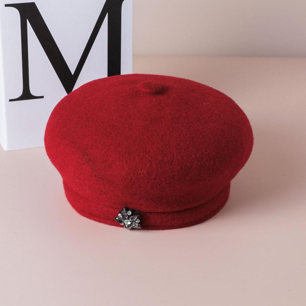 Japanese Retro Woolen Beret - Autumn/Winter Fashionable, Versatile, Face-Slimming Hat for Women