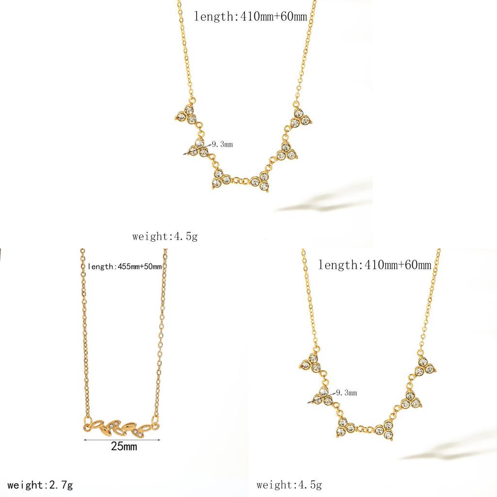 French Style Stainless Steel Necklace With Geometric Water Diamond Pendant For Women