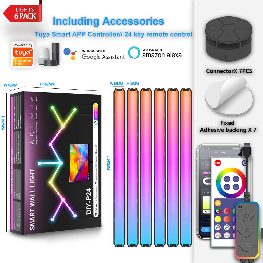 

TuYa WIFI LED Smart Wall Lamp 5V USB Bar DIY Atmosphere LED Night Light Music Rhythm для подсветки телевизора, украшения для игр в спальне No 5V 2A USB Plug