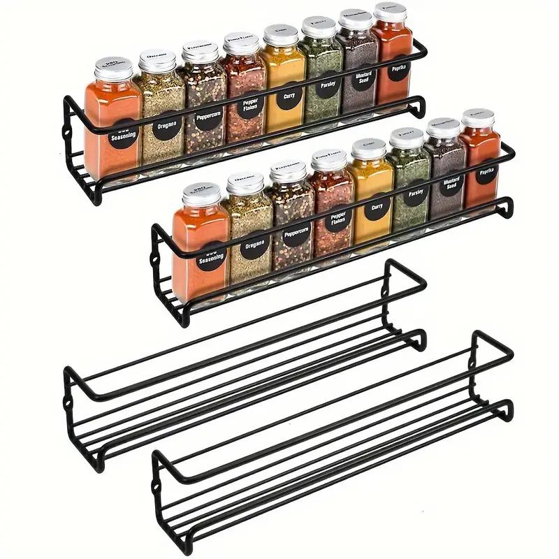 2pcs Wall Mount Spice Organizer, Metal Hanging Racks, Single Layer, Seasoning Shelf, Kitchen Shelf, Organizer Rack For Cupboard