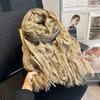 Japanese pleated solid color spring and autumn cotton and linen scarf silk scarf women's literary summer shawl Korean version scarf yarn versatile