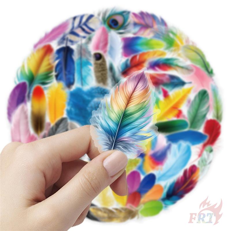 50Pcs/Set Colorful Feather Series 03 PET Stickers Waterproof DIY Fashion Doodle Decals Stickers