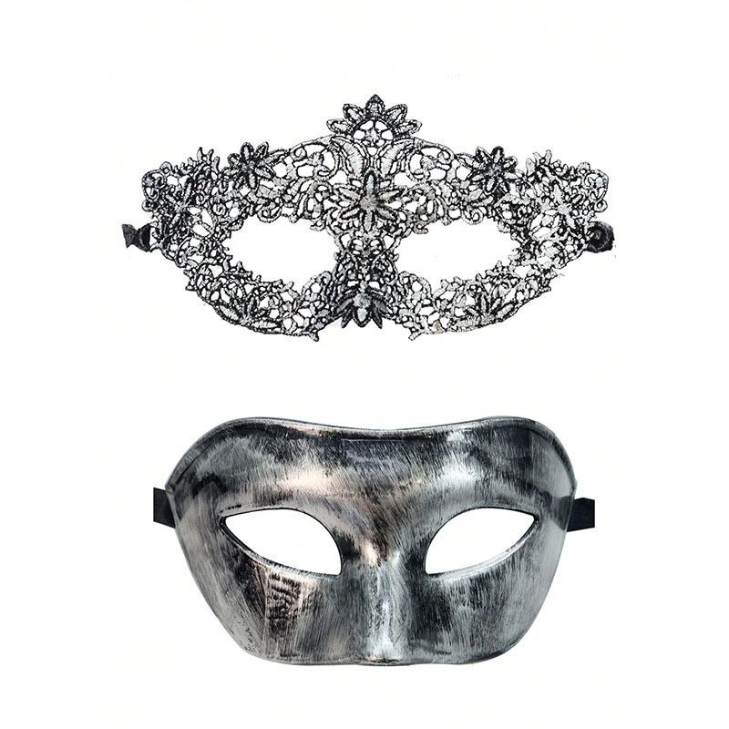 Couple Masquerade Masks Set Venetian Party Mask Metal Halloween Costume Mask Mardi Gras Party Ball Mask for Women and Men