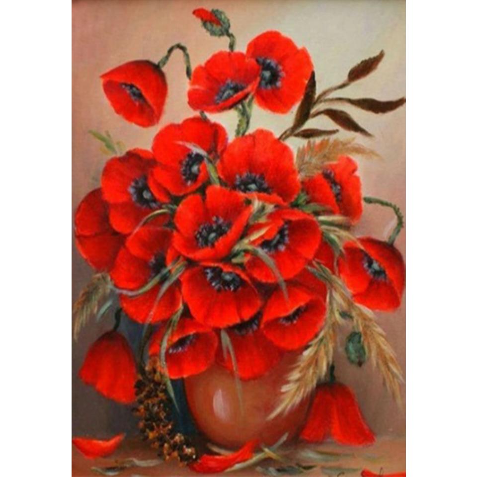 5D DIY Diamond Painting Flower Vase Cross Stitch Kit Rhinestone Rose Picture Full Diamond Embroidery Gift Mosaic Home Decoration