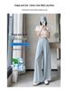 2026 Women's Ice Silk High Waist Wide-Leg Pants: Slimming, Drape, Casual, Loose, Milk Puff Style for Summer