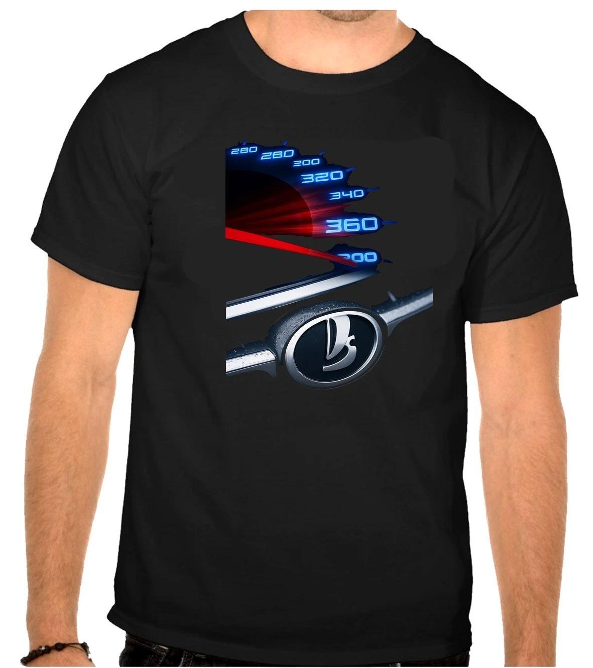 Lada Speedometer Russia Car Logo Black T-Shirt -1344- 2XL