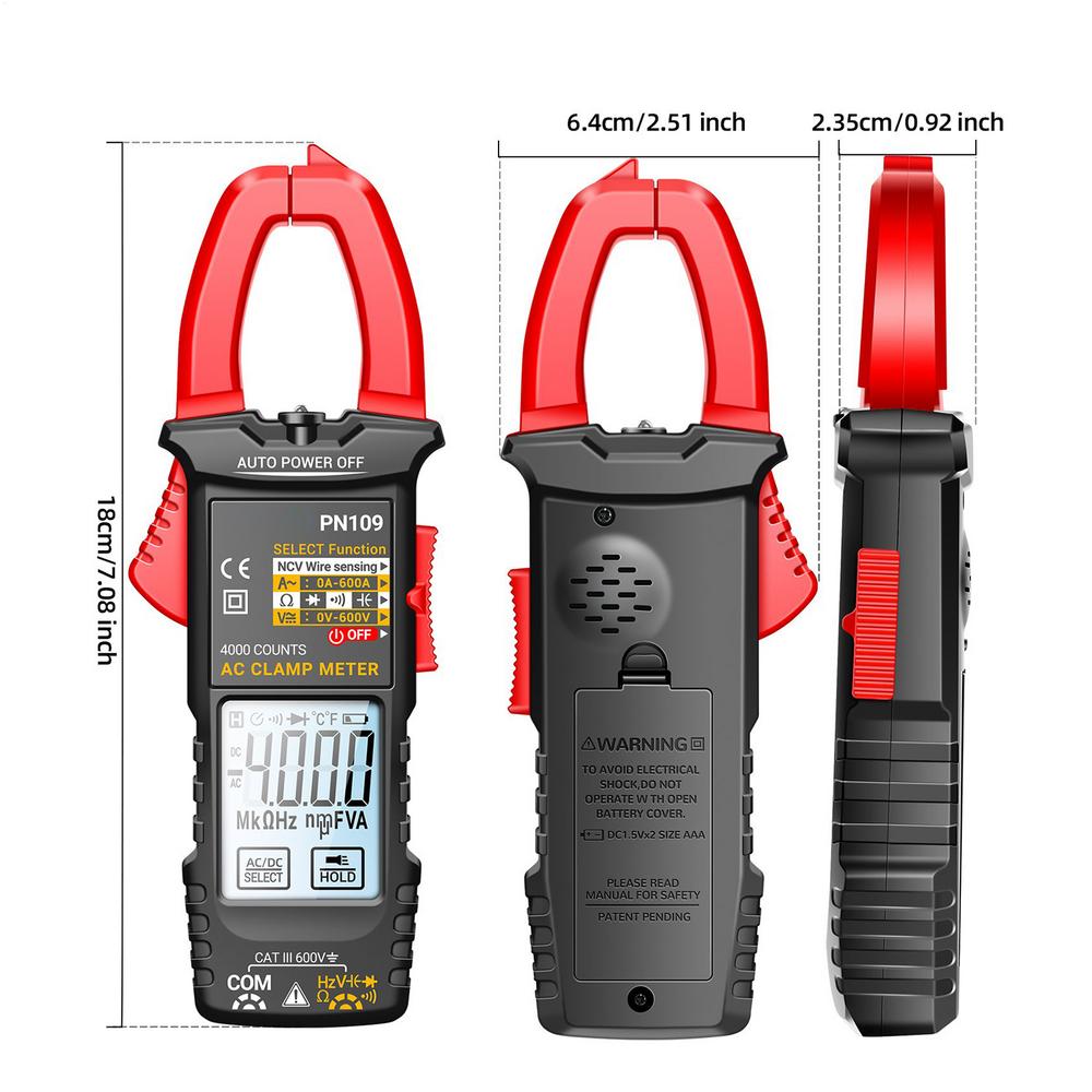 Clamp Meters DC Amp Clamp Meter 4000-Count Automatic Detector Portable LCD Backlight For Current Capacitor Circuit Wire Breaker