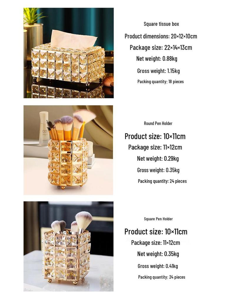 Nordic Style Crystal Tissue Box for Living Room Dining Table